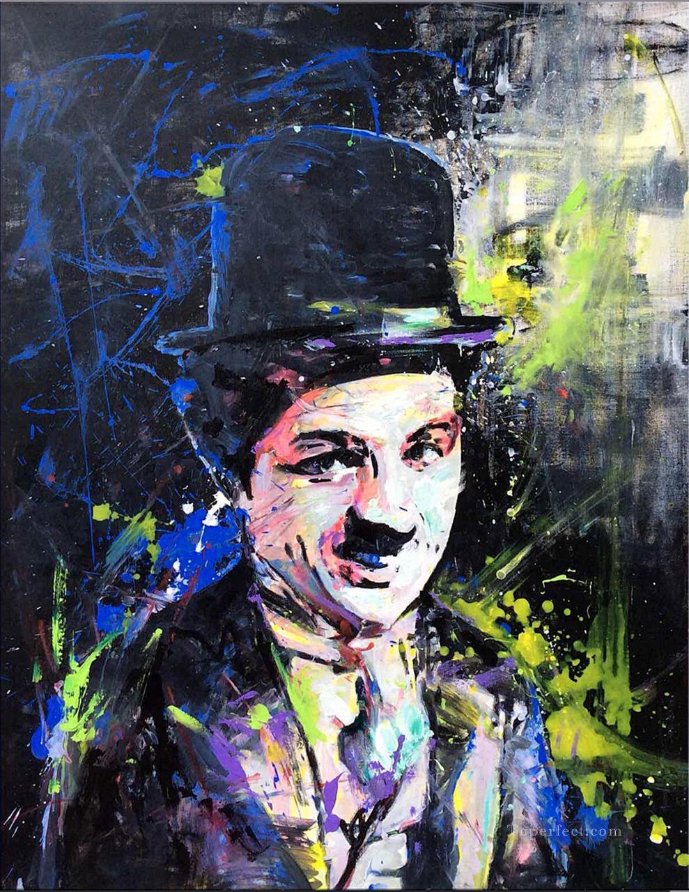 a portrait of Chaplin by knife Oil Paintings